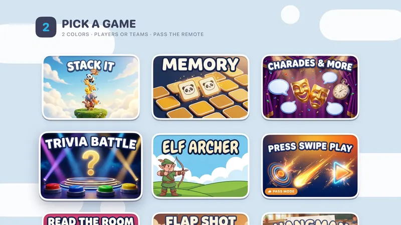 The game picker on Apple TV