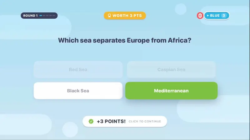 Trivia Battle answer reveal on Apple TV